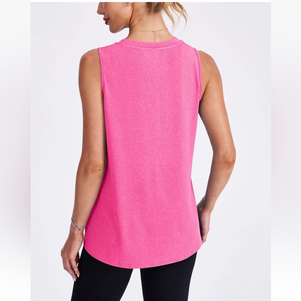 Women’s Pink Workout Tank Top Lightweight Sleeveless Loose Fit XL Athletic NWT